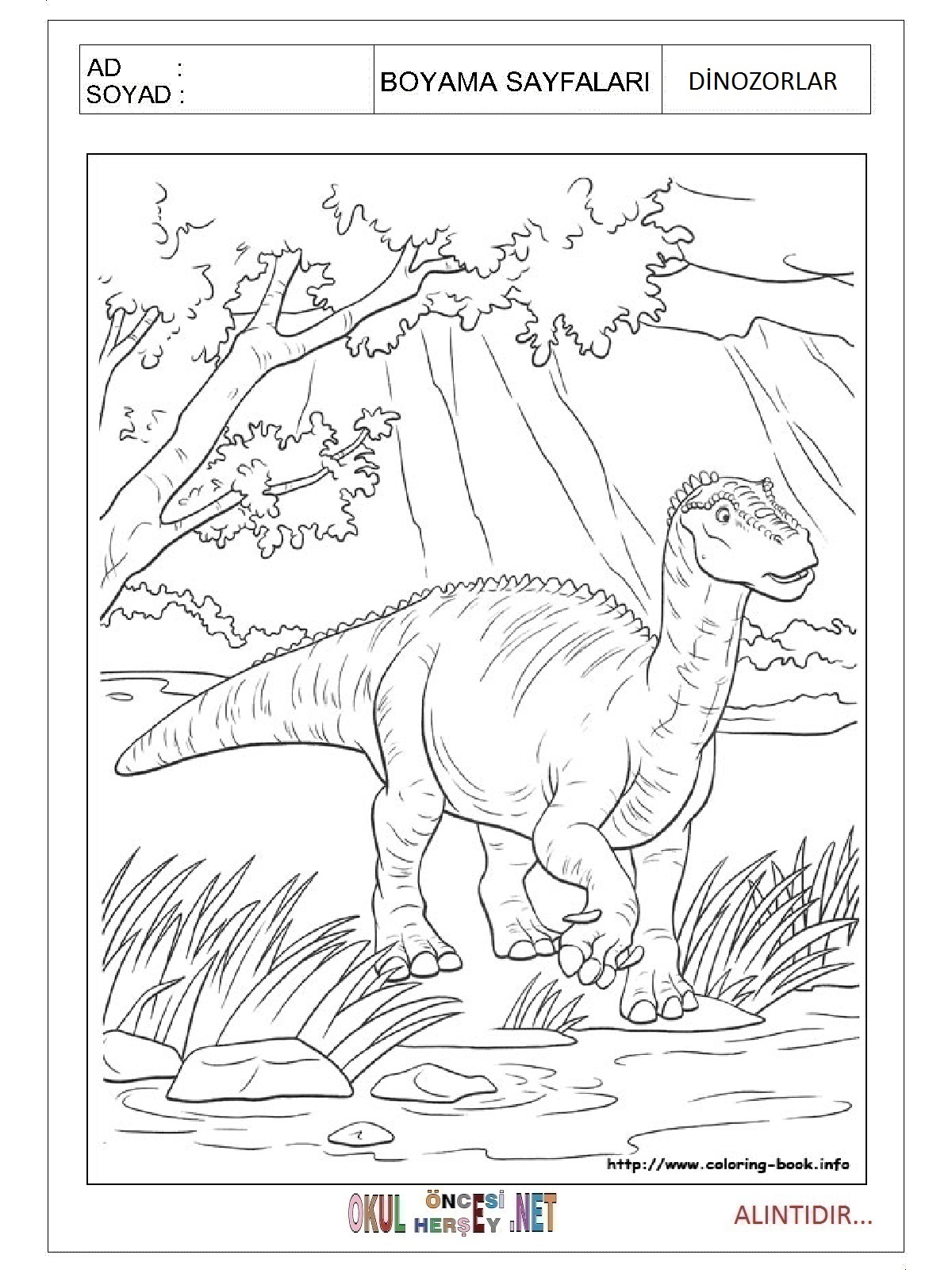 Dinozorlar boyama sayfaları