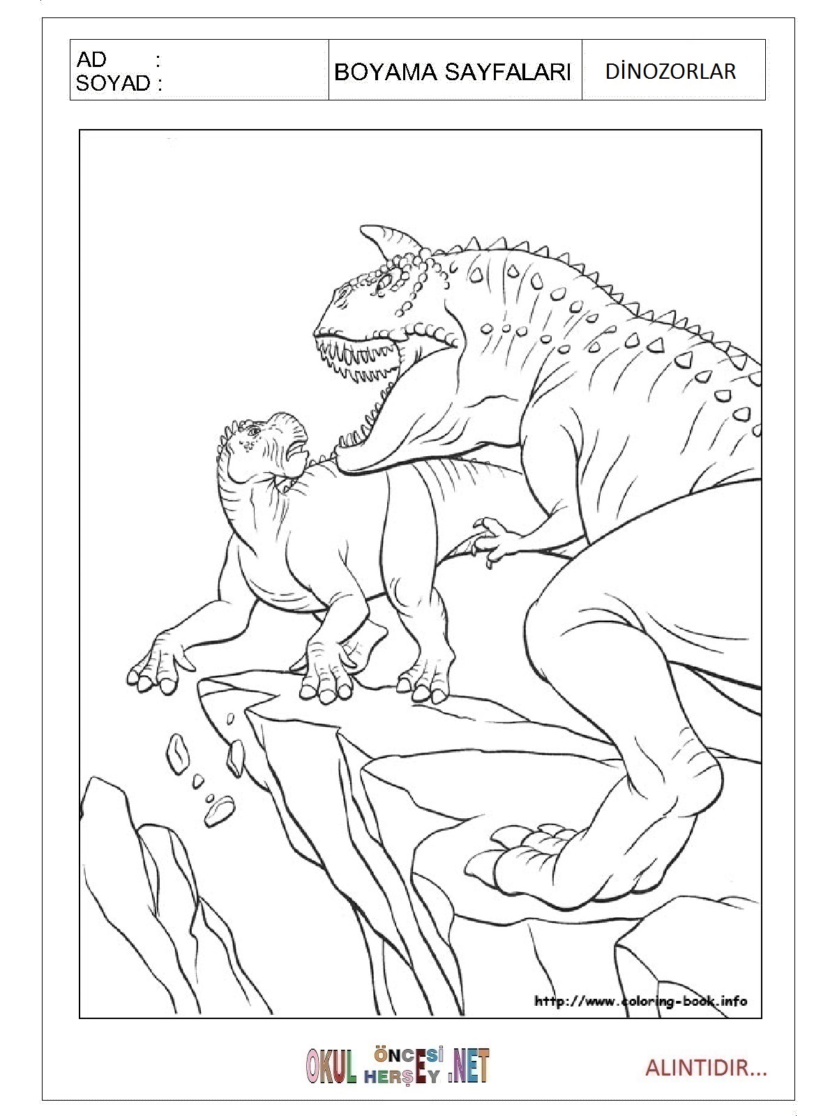 Dinozorlar boyama sayfaları