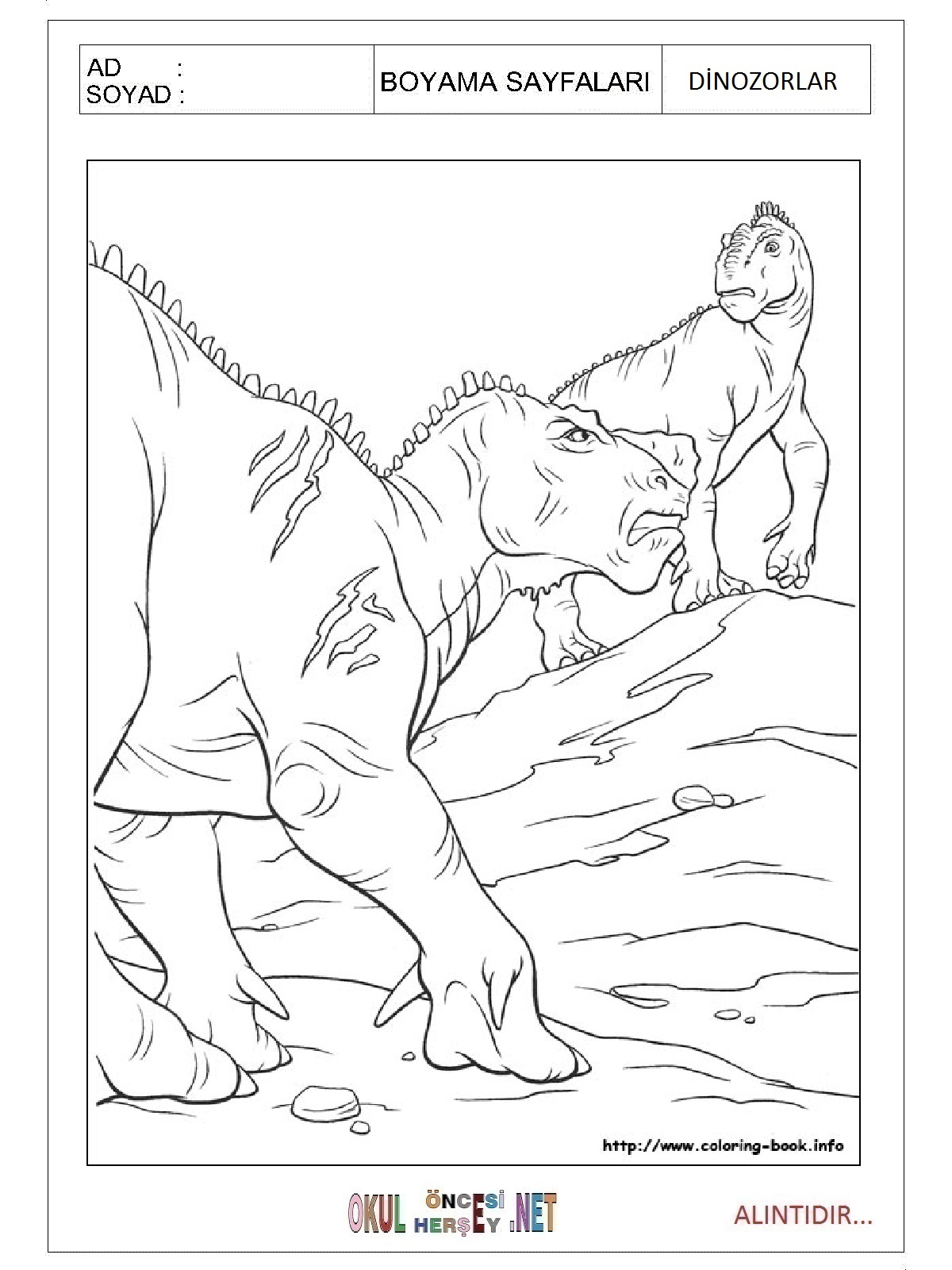 Dinozorlar boyama sayfaları