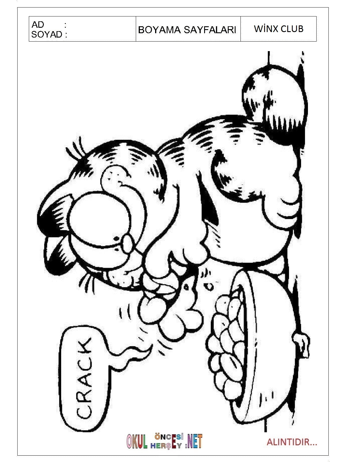 Çocuklar İçin Garfield Boyama Sayfaları 