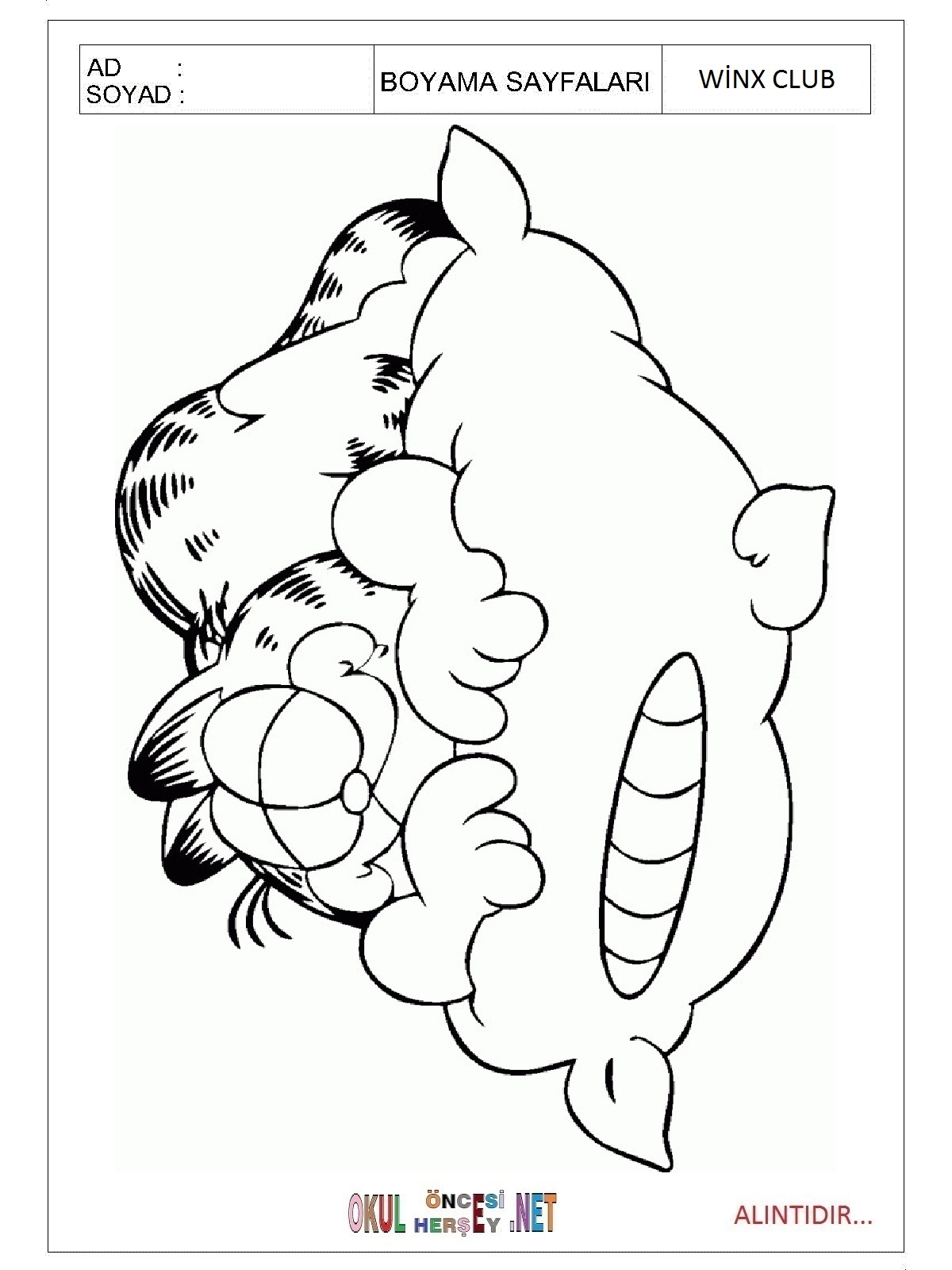 Çocuklar İçin Garfield Boyama Sayfaları 