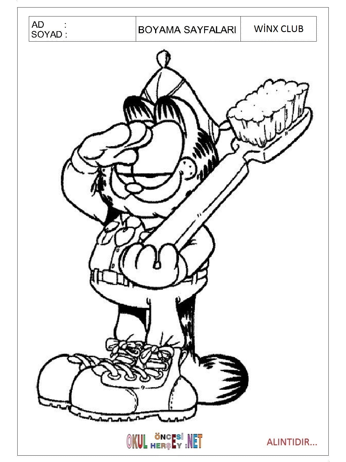 Çocuklar İçin Garfield Boyama Sayfaları 