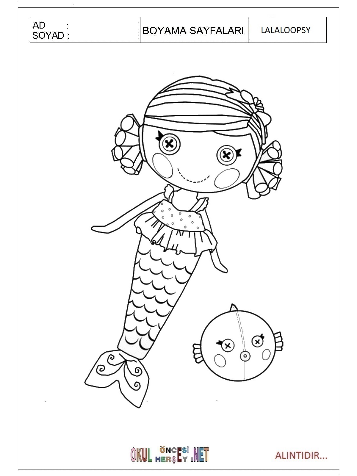 Çocuklar İçin Lalaloopsy Boyama Sayfaları 