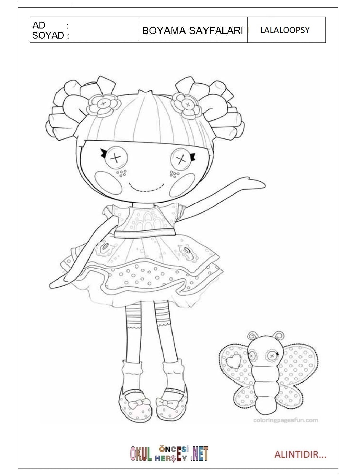 Çocuklar İçin Lalaloopsy Boyama Sayfaları 