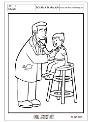 Çocuklar İçin Doktor Boyama Sayfaları 