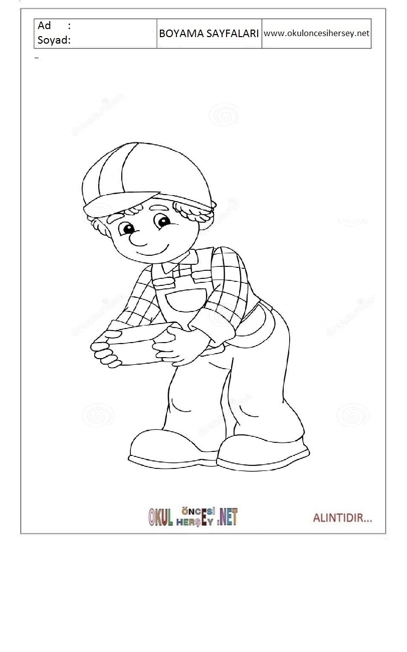 Çocuklar İçin İnşaatçı Boyama Sayfaları 