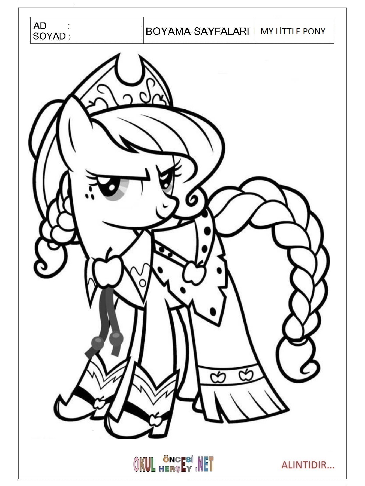 Çocuklar İçin My Little Poni Boyama Sayfaları 