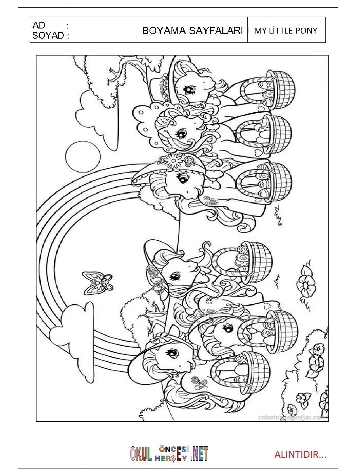 Çocuklar İçin My Little Poni Boyama Sayfaları 