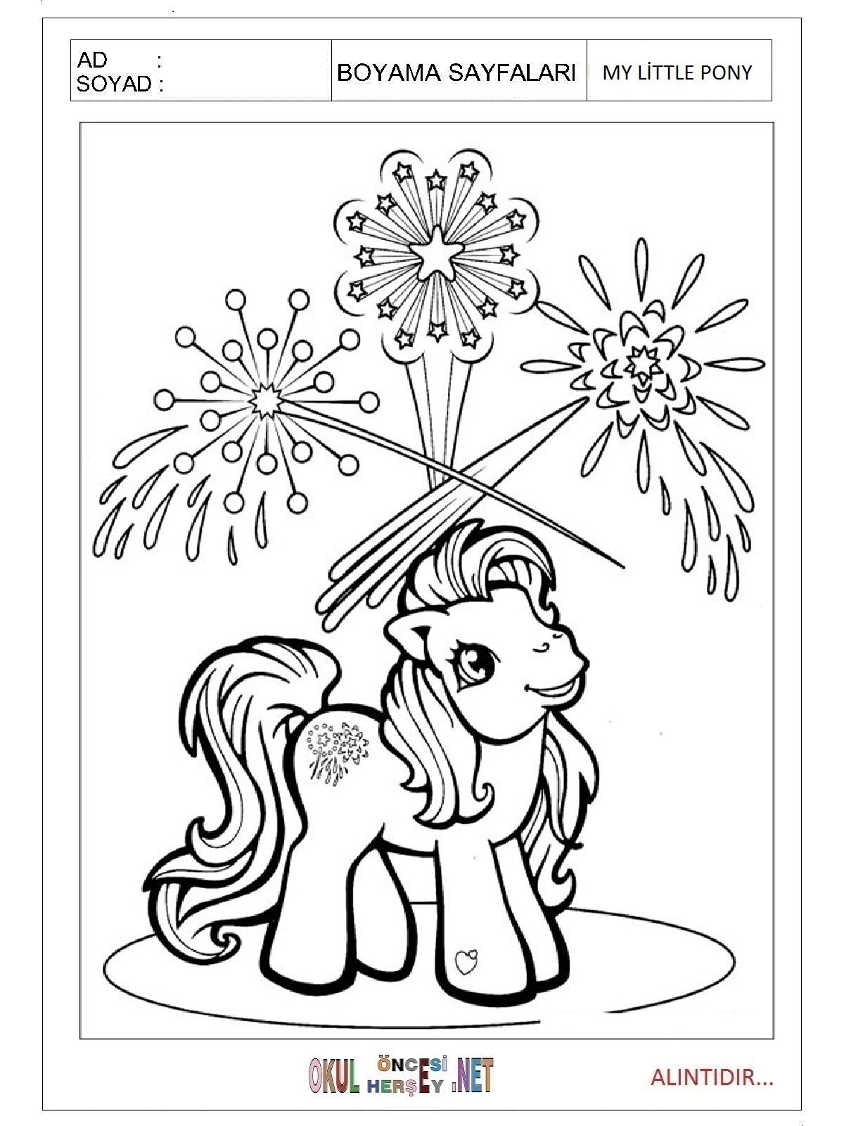 Çocuklar İçin My Little Poni Boyama Sayfaları 
