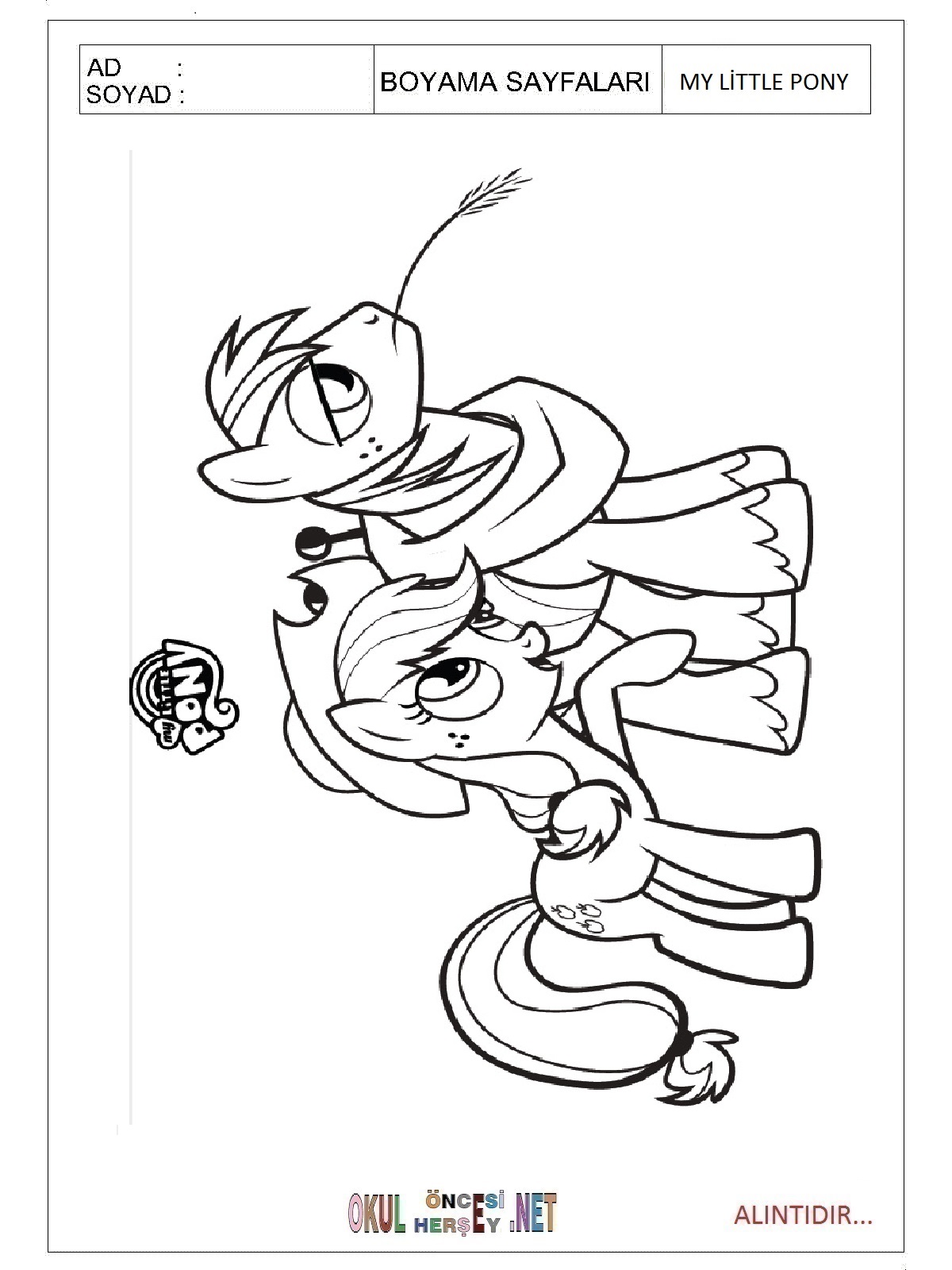 Çocuklar İçin My Little Poni Boyama Sayfaları 