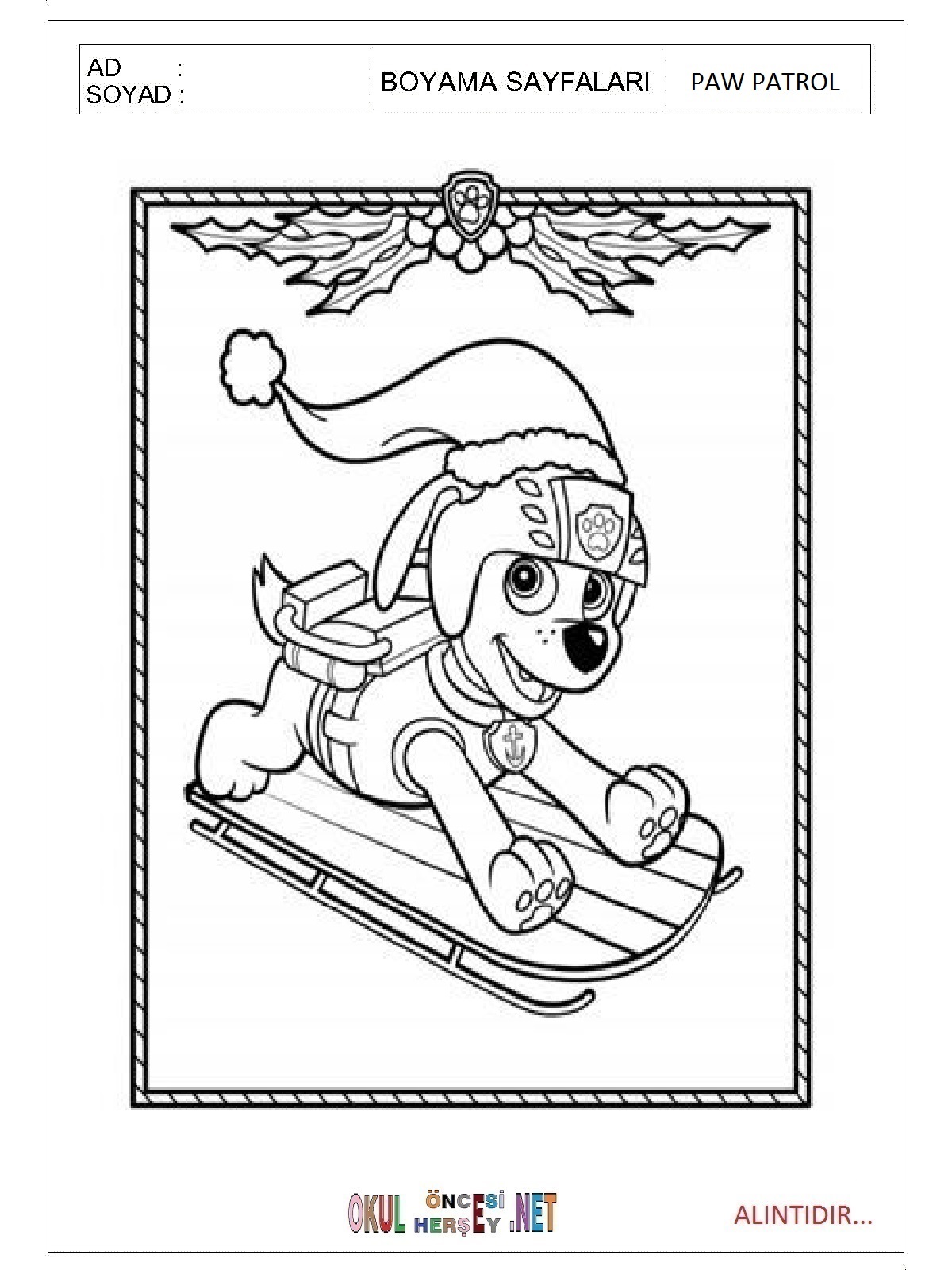 Paw Patrol boyama sayfaları