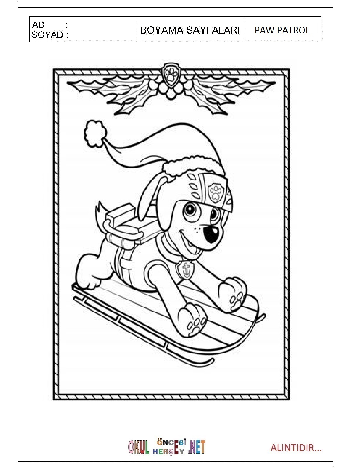 Paw Patrol boyama sayfaları