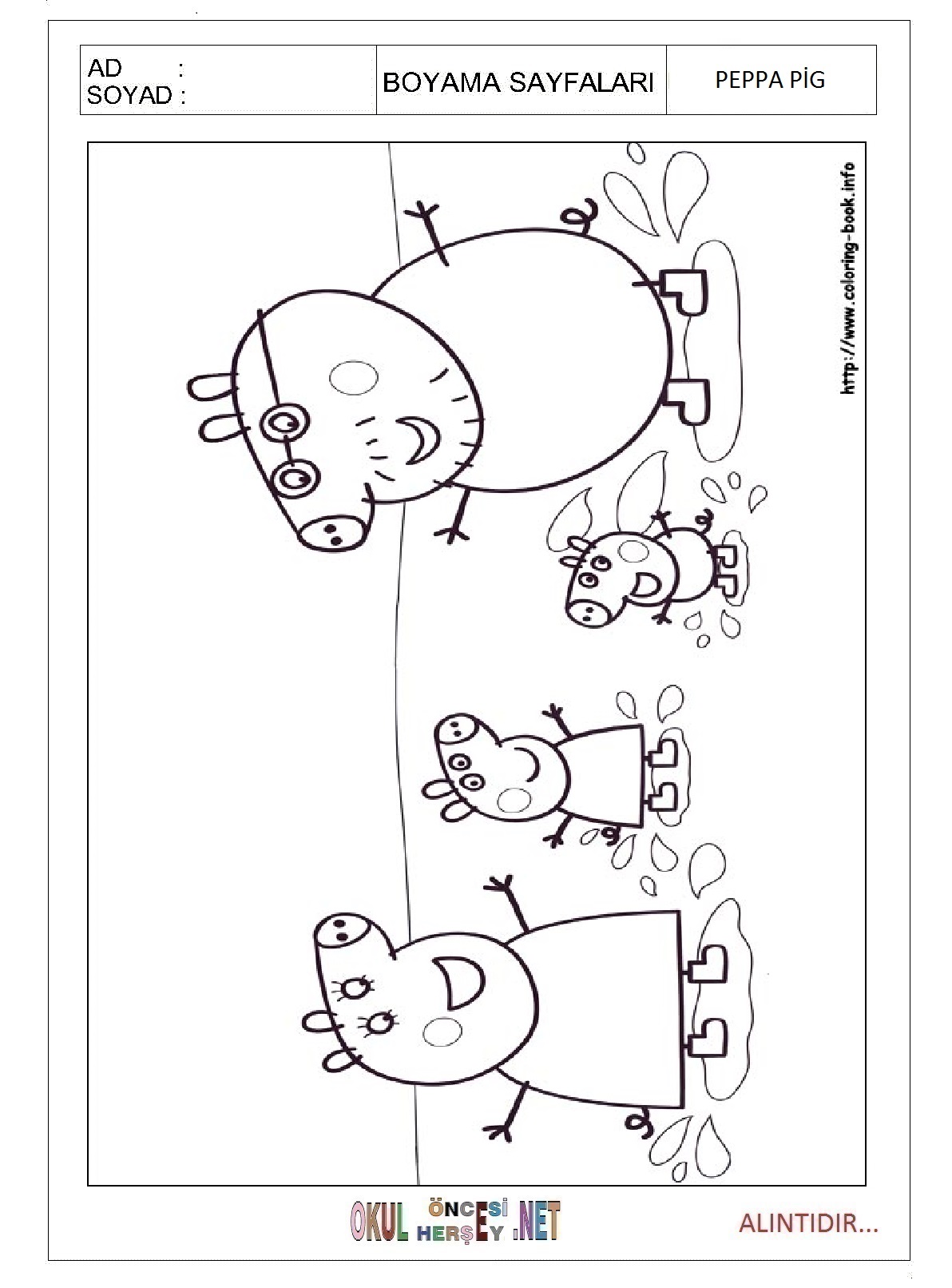 Çocuklar İçin Peppa Pig Boyama Sayfaları 