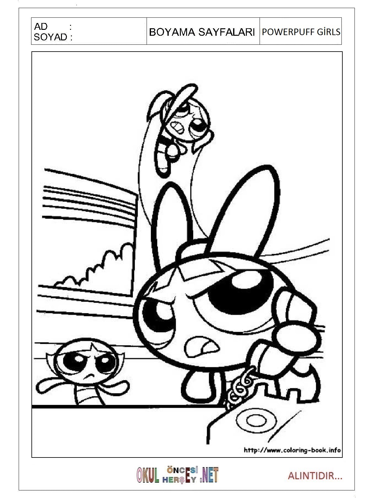 Çocuklar İçin Powerpuff Girls Boyama Sayfaları 