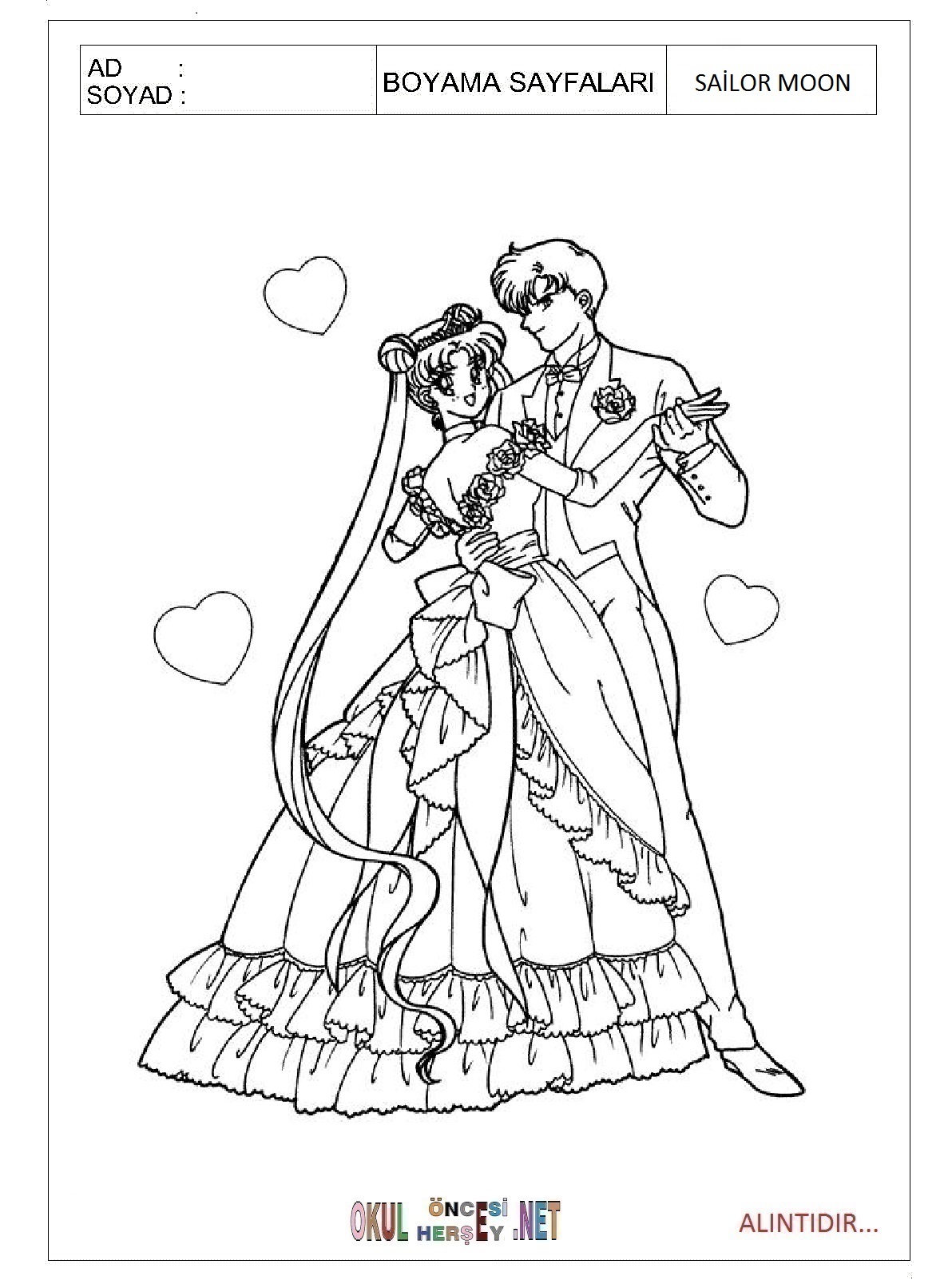 Çocuklar İçin Sailor Moon Boyama Sayfaları 