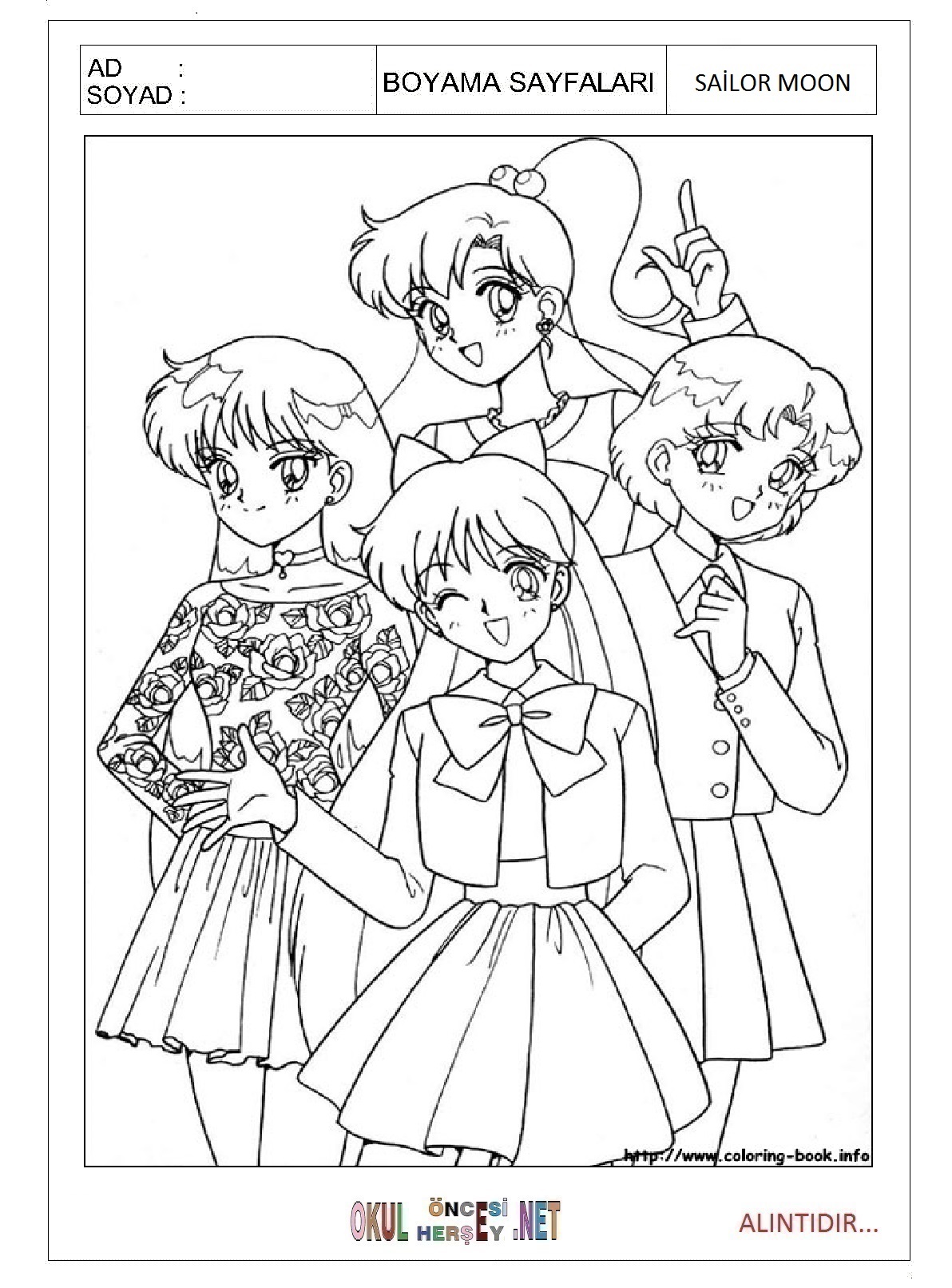 Çocuklar İçin Sailor Moon Boyama Sayfaları 
