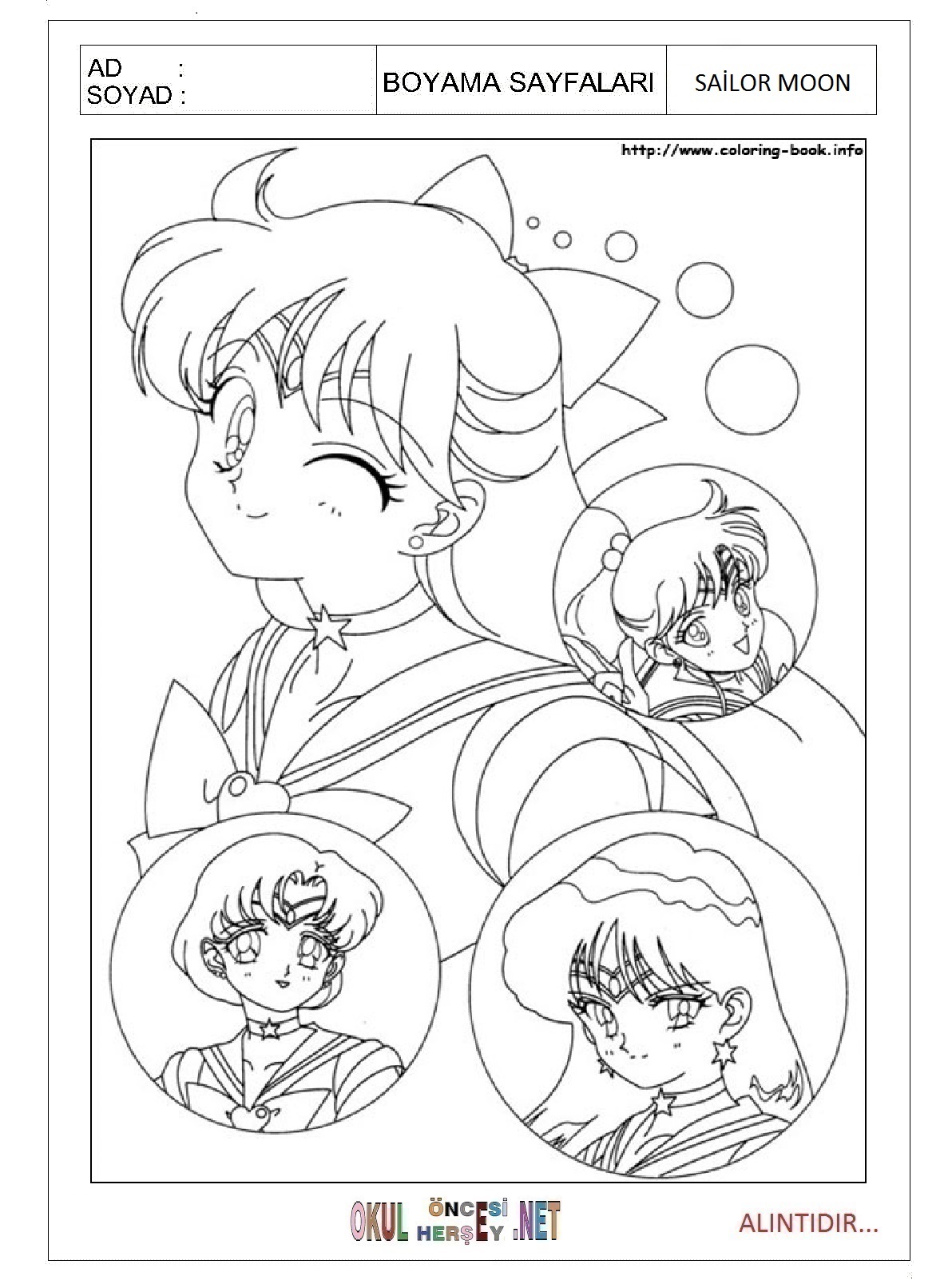 Çocuklar İçin Sailor Moon Boyama Sayfaları 