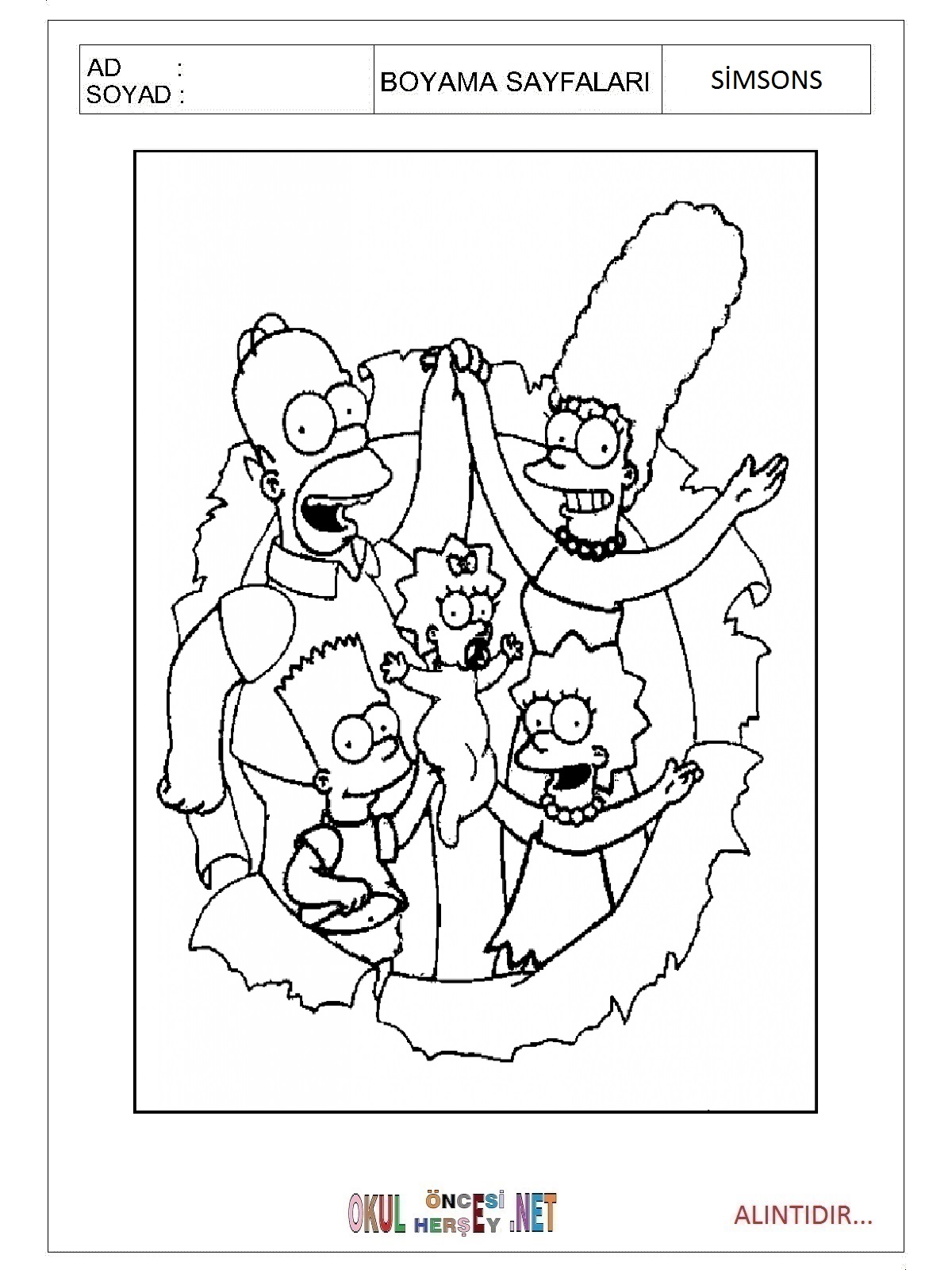 Simpsonlar boyama sayfaları