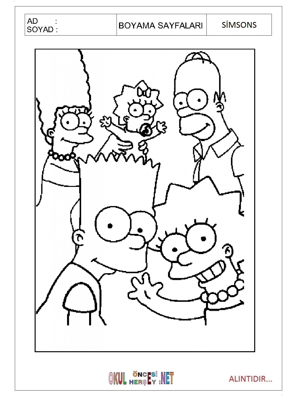Simpsonlar boyama sayfaları