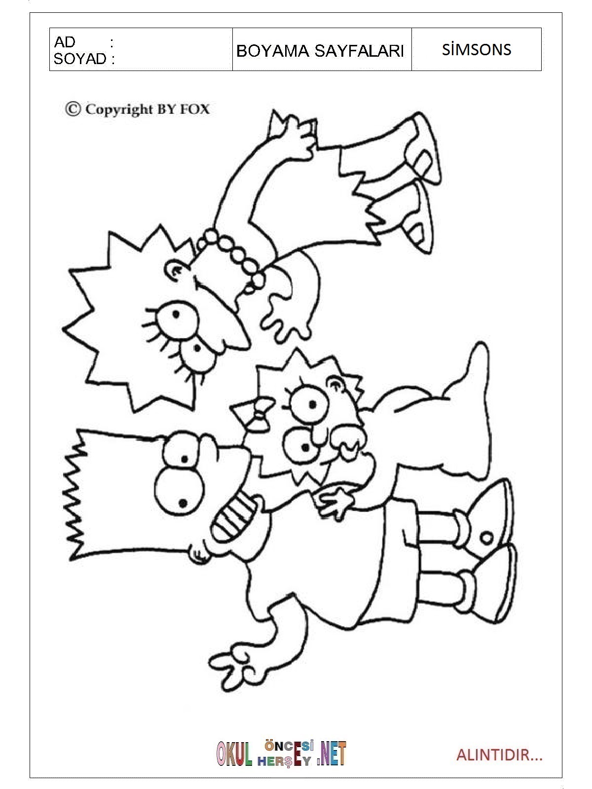Simpsonlar boyama sayfaları