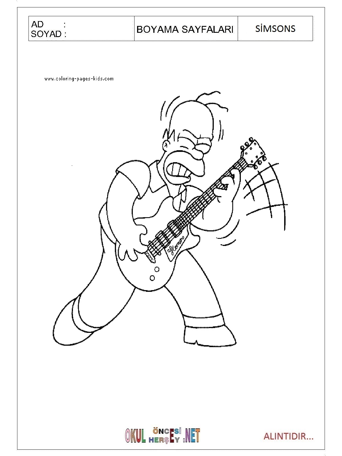 Simpsonlar boyama sayfaları