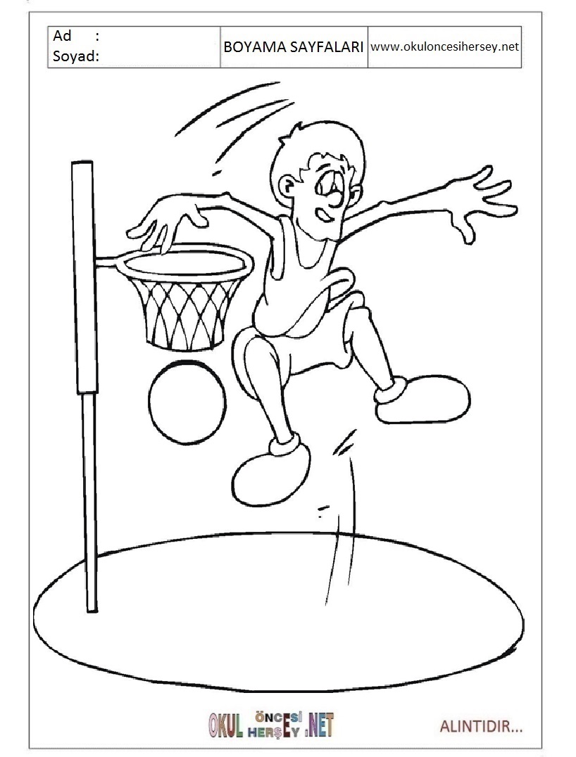 Çocuklar İçin Basketbol Boyama Sayfaları 