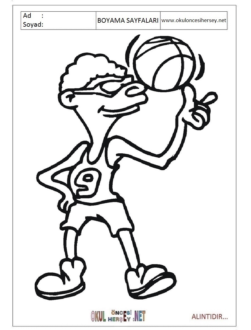 Çocuklar İçin Basketbol Boyama Sayfaları 
