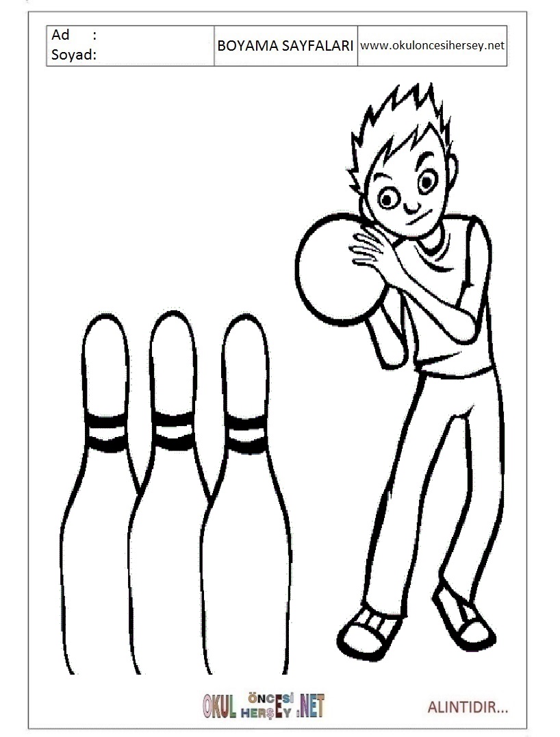 Çocuklar İçin Bowling Boyama Sayfaları 