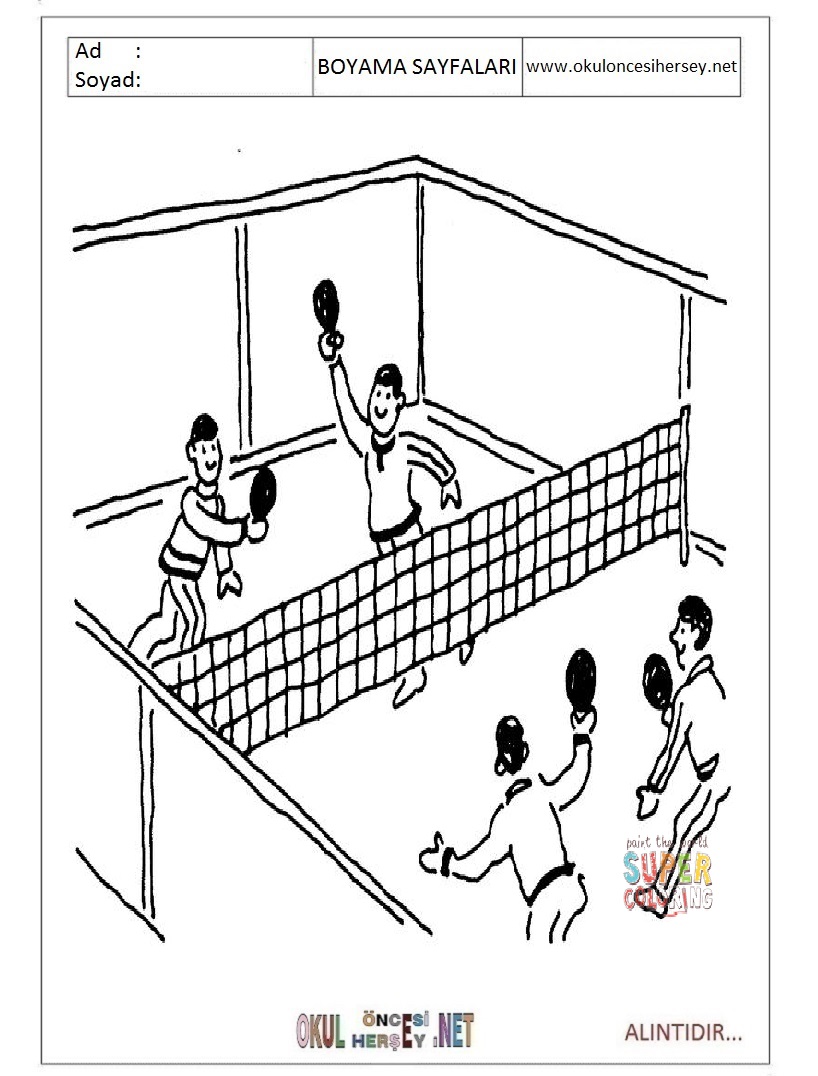 Çocuklar İçin Tenis Boyama Sayfaları 