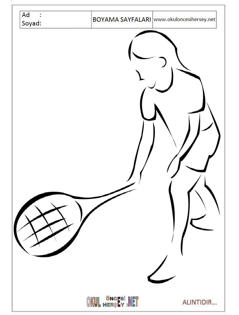 Çocuklar İçin Tenis Boyama Sayfaları 