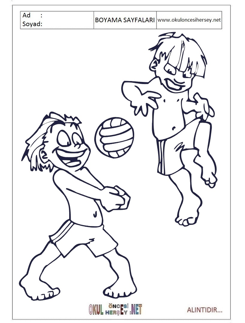 Çocuklar İçin Voleybol Boyama Sayfaları 