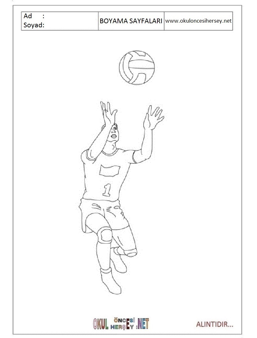 Çocuklar İçin Voleybol Boyama Sayfaları 
