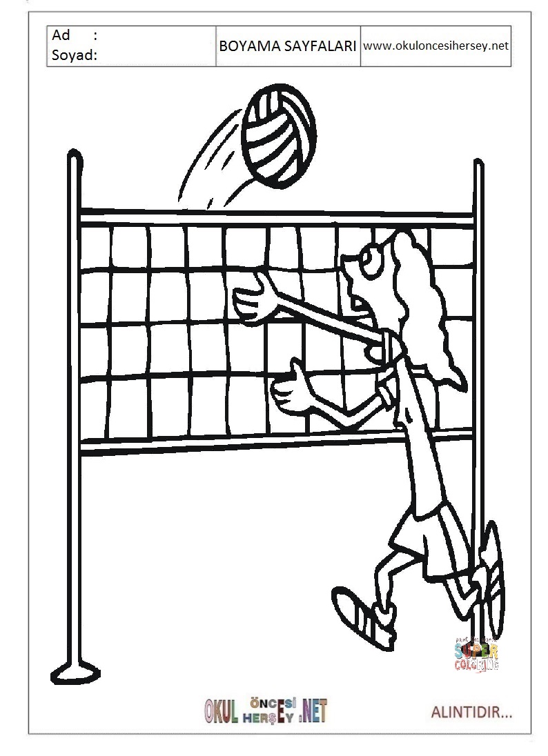 Çocuklar İçin Voleybol Boyama Sayfaları 