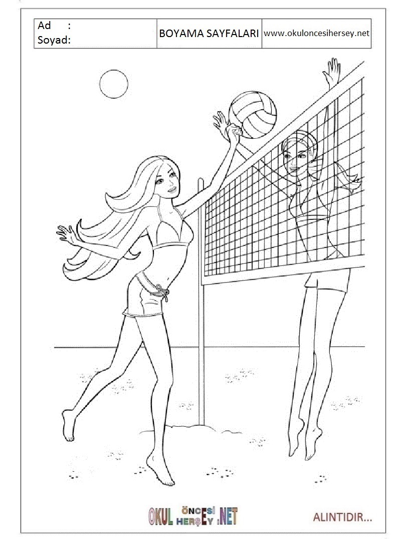 Çocuklar İçin Voleybol Boyama Sayfaları 