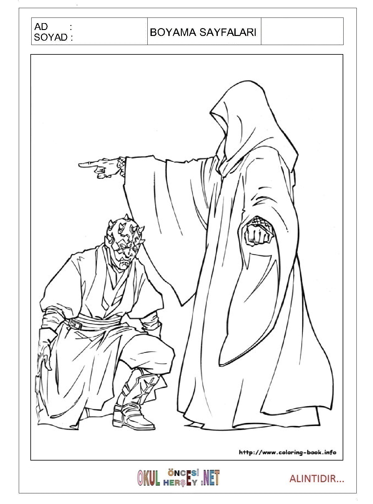 Çocuklar İçin star wars Boyama Sayfaları 