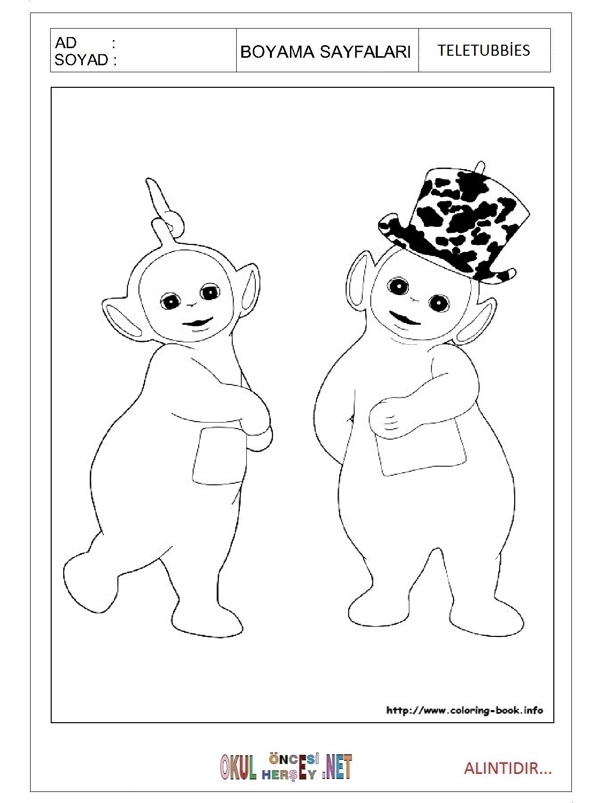 Teletubbies boyama sayfaları