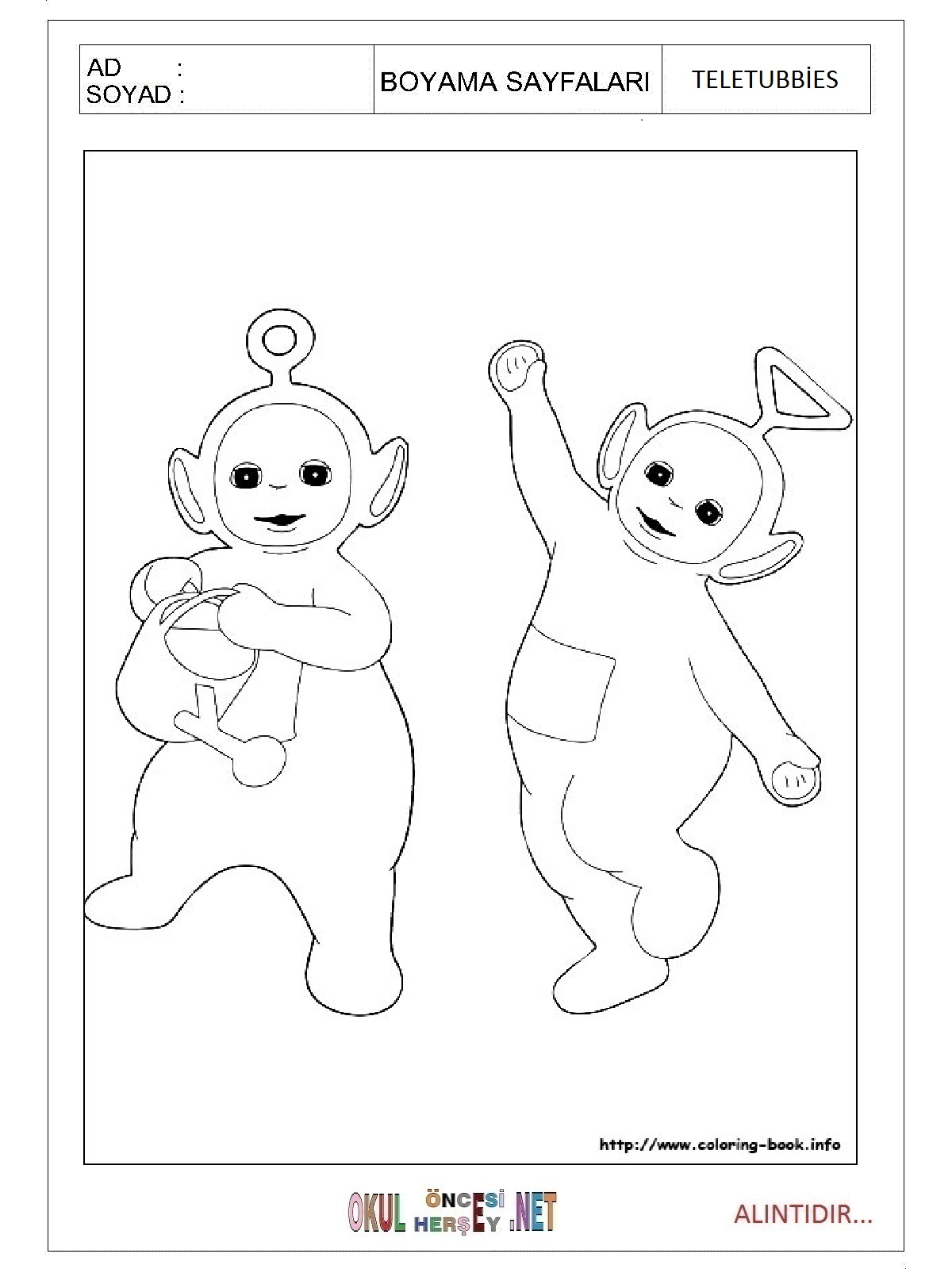 Teletubbies boyama sayfaları