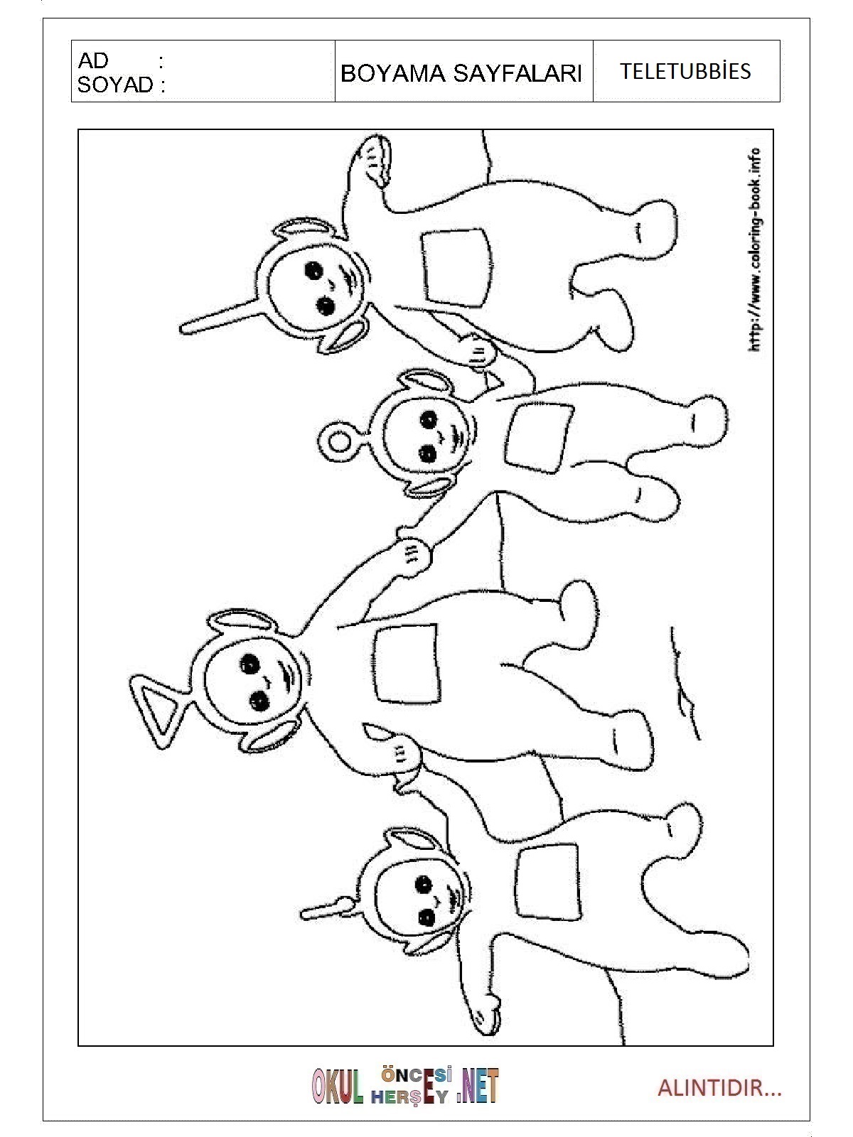 Teletubbies boyama sayfaları