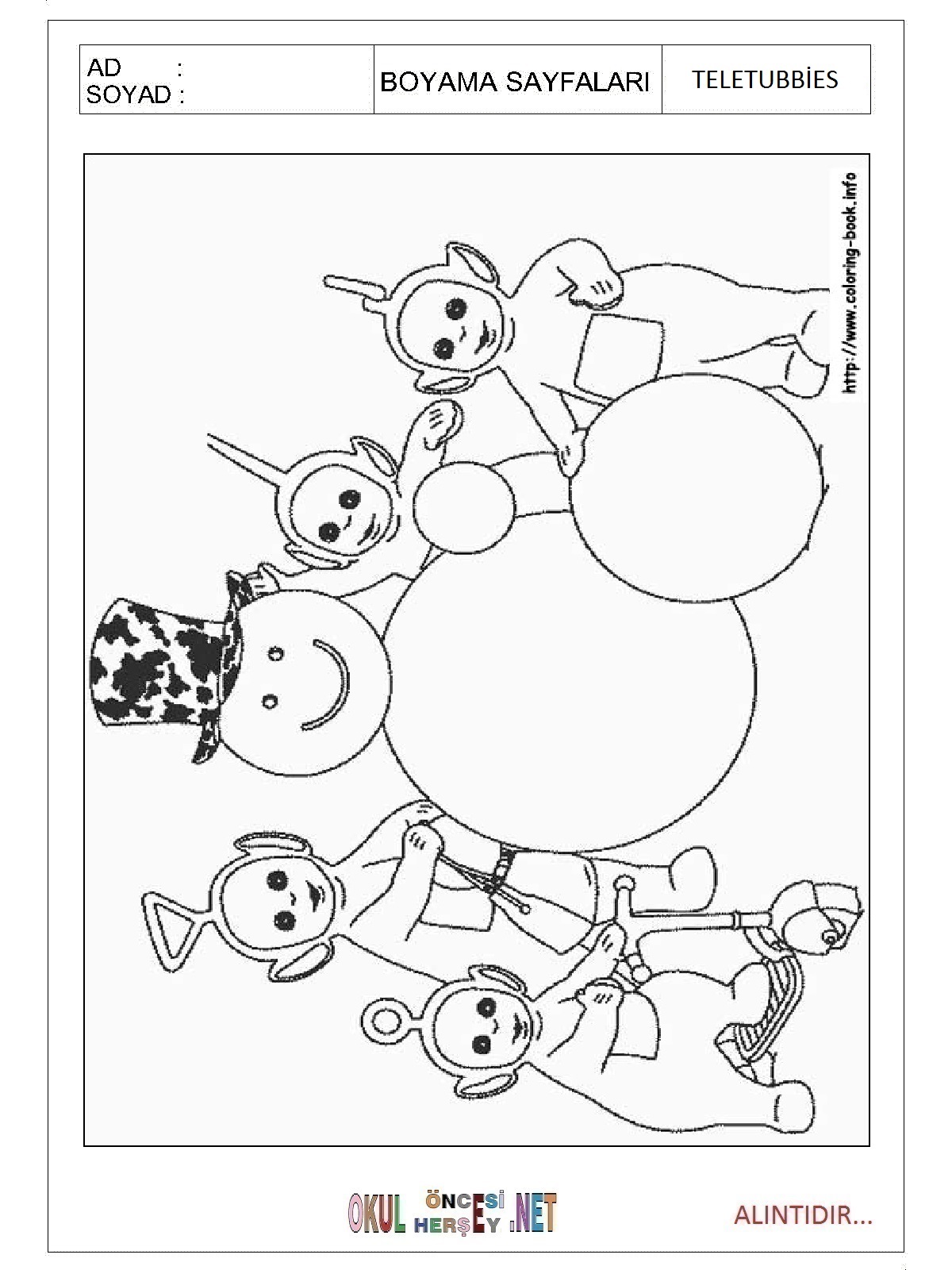 Teletubbies boyama sayfaları