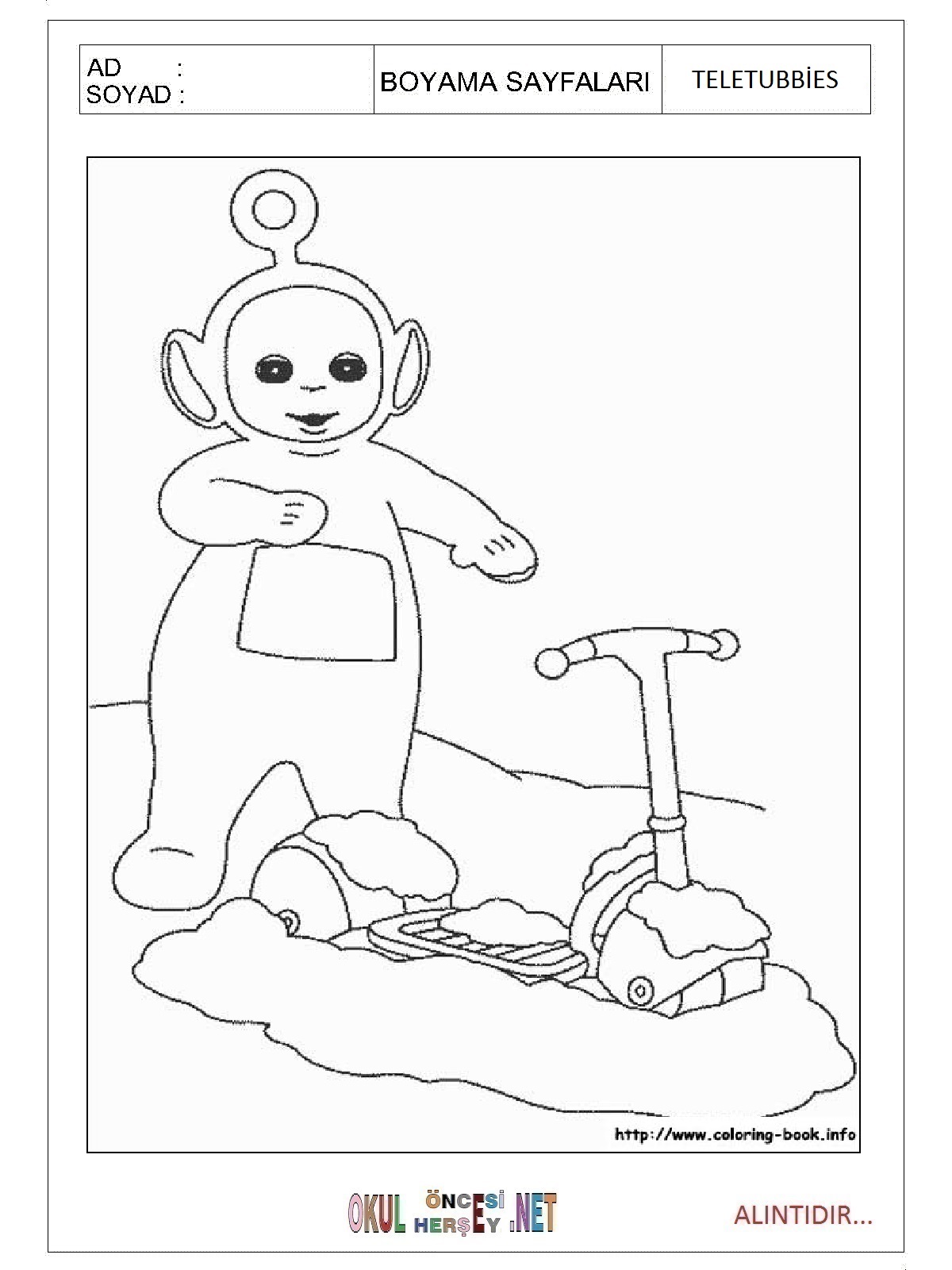 Teletubbies boyama sayfaları