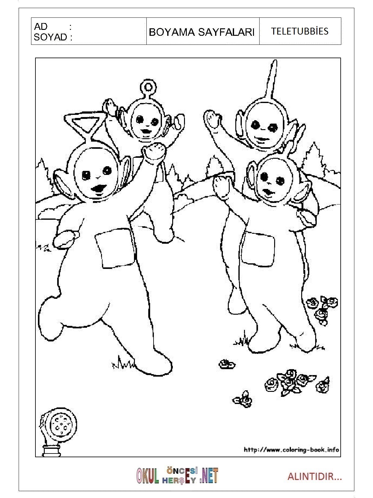 Teletubbies boyama sayfaları