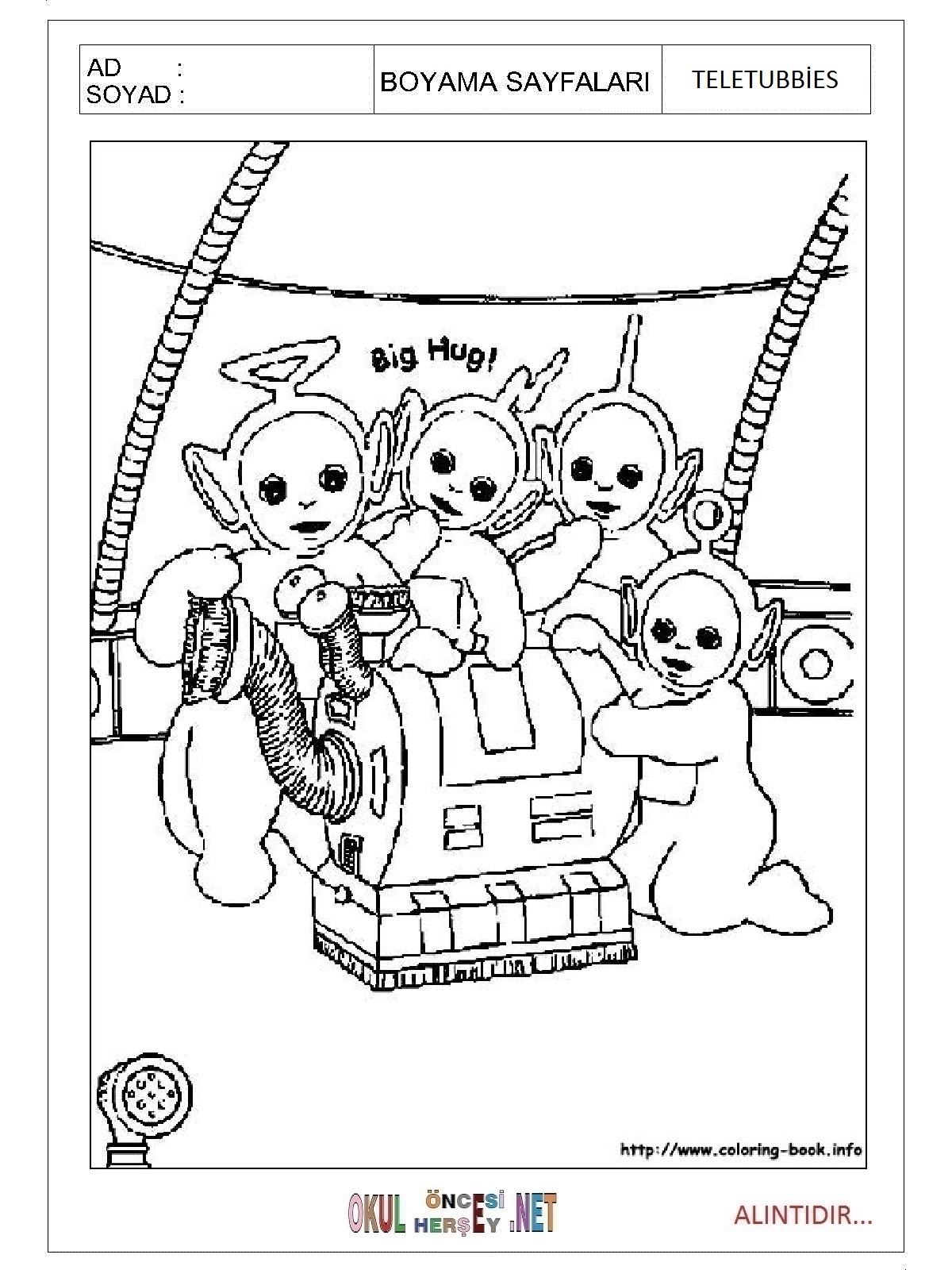 Teletubbies boyama sayfaları