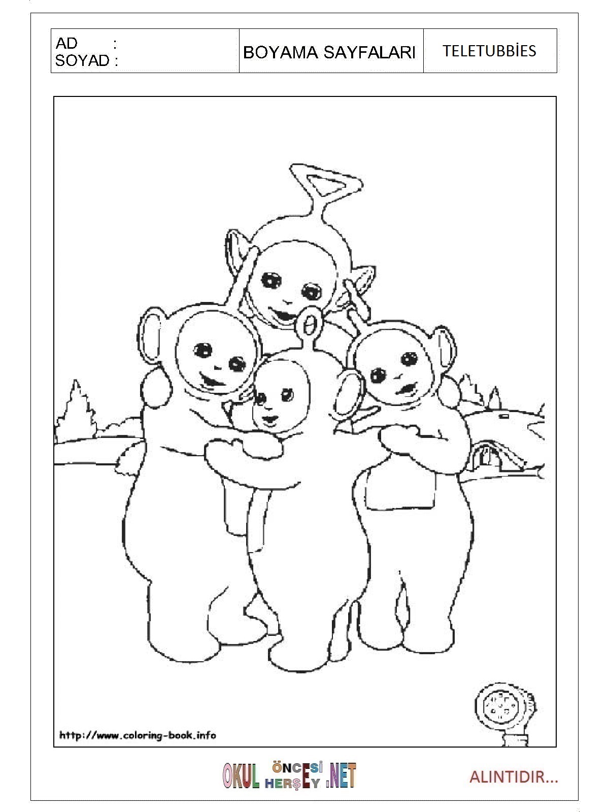 Teletubbies boyama sayfaları