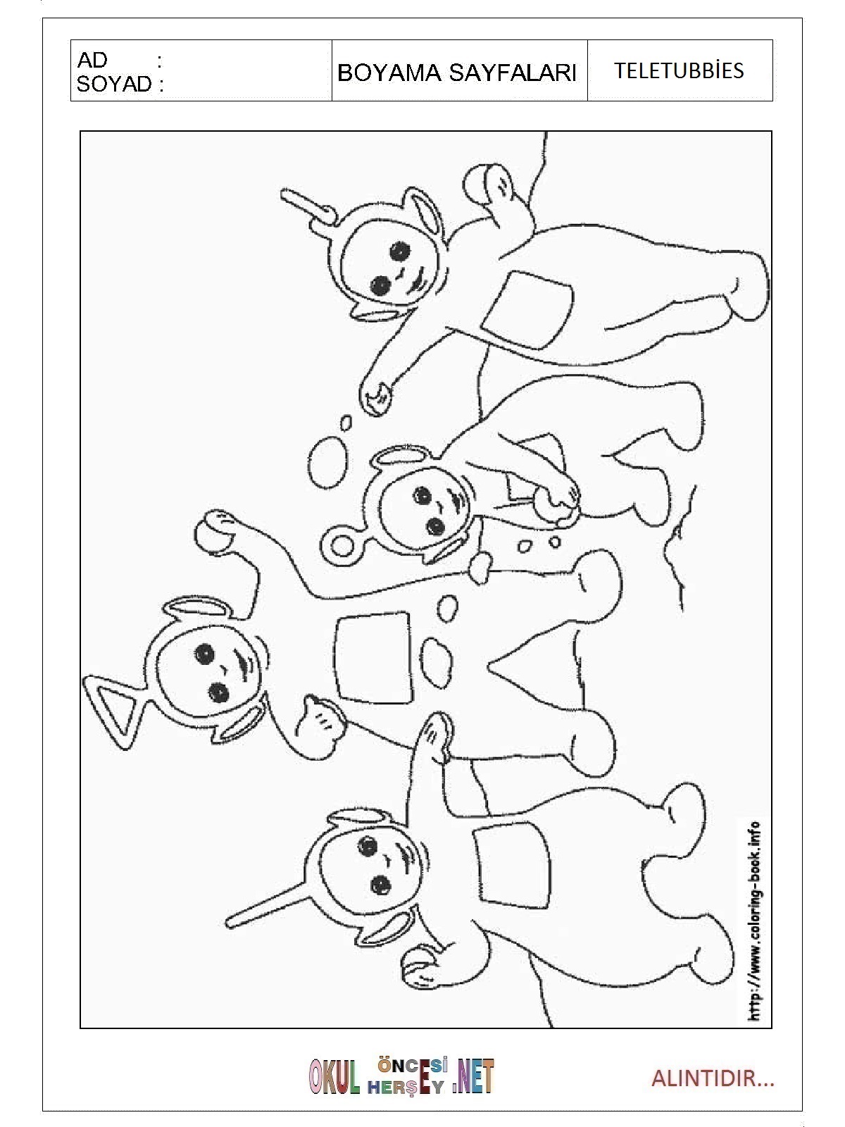 Teletubbies boyama sayfaları