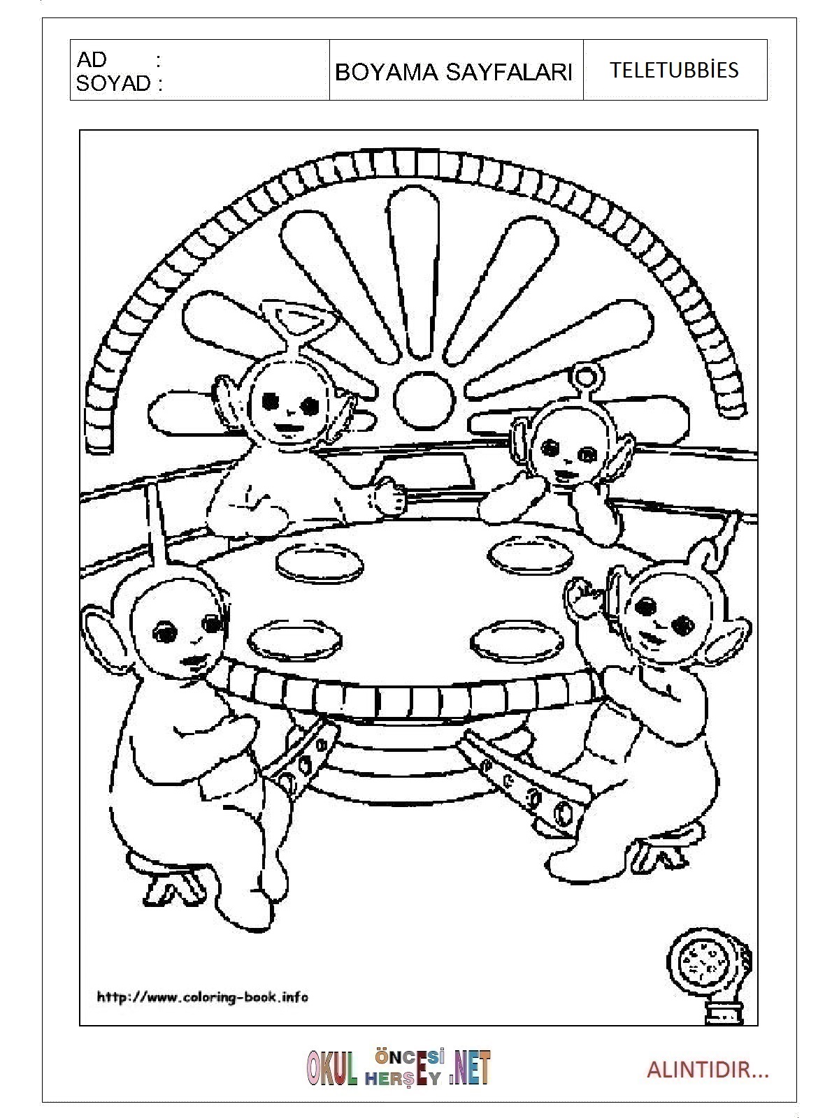 Teletubbies boyama sayfaları