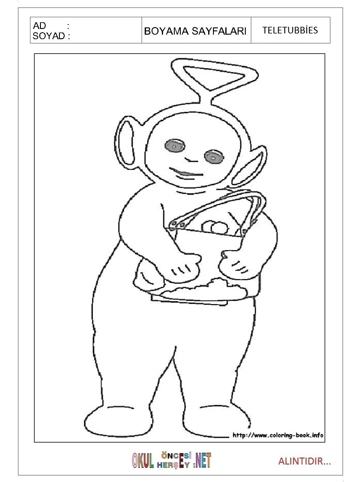Teletubbies boyama sayfaları