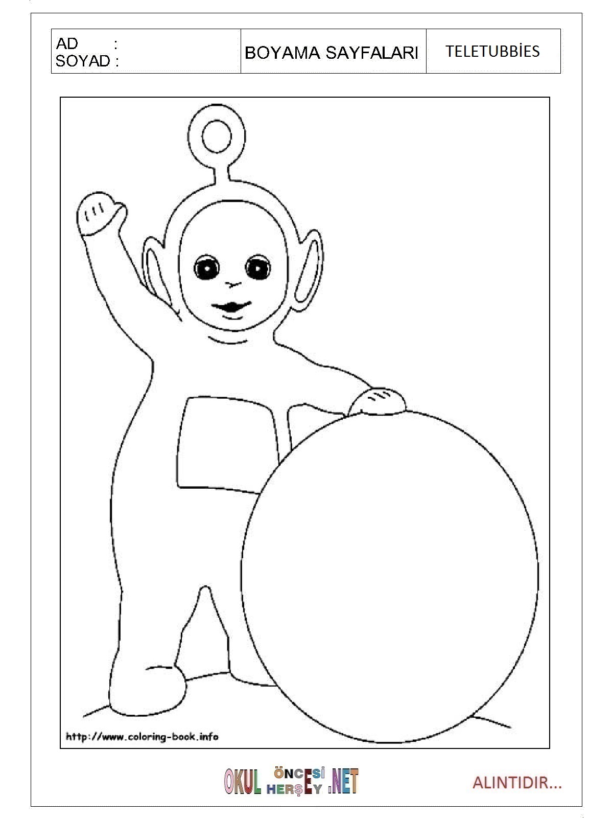 Teletubbies boyama sayfaları
