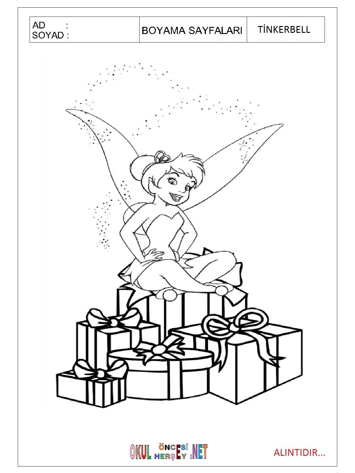 Tinkerbel boyama sayfalar 