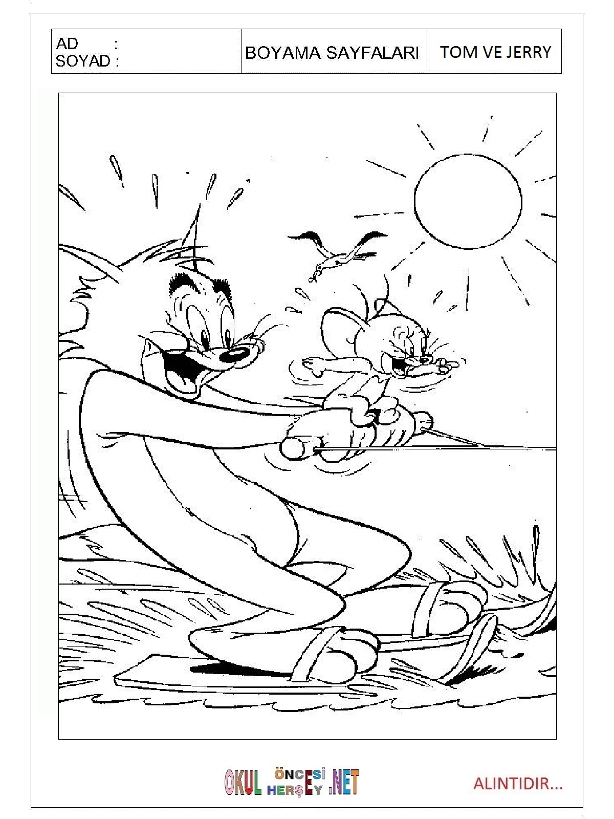 Tom ve Jerry boyama sayfaları