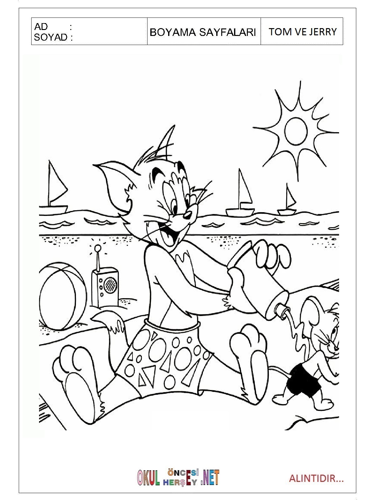 Tom ve Jerry boyama sayfaları